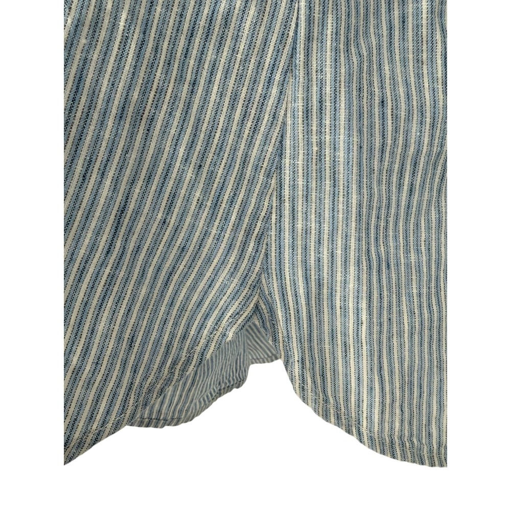 NWT Chaps Womens Cobble Ave Blue White Striped Linen Cotton Henley Shirt Size 3X - Picture 10 of 15